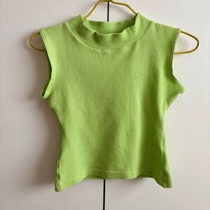 Vintage Apple Green Waffle Crop Top